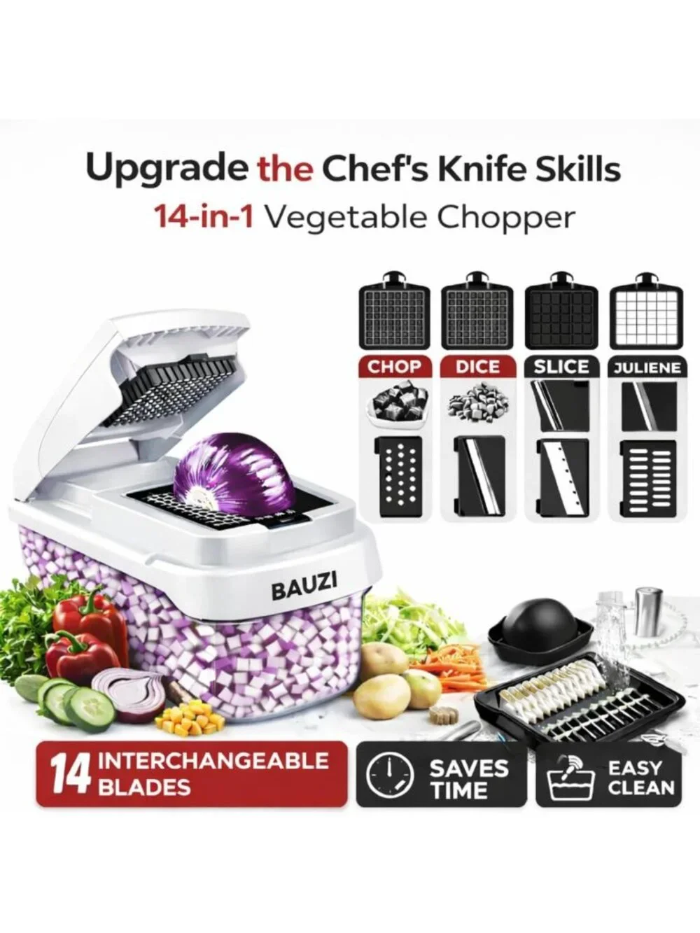 Multifunctional 12-in-1 Vegetable Chopper & Slicer with Container, BPA-Free